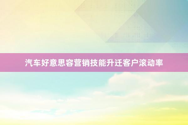 汽车好意思容营销技能升迁客户滚动率